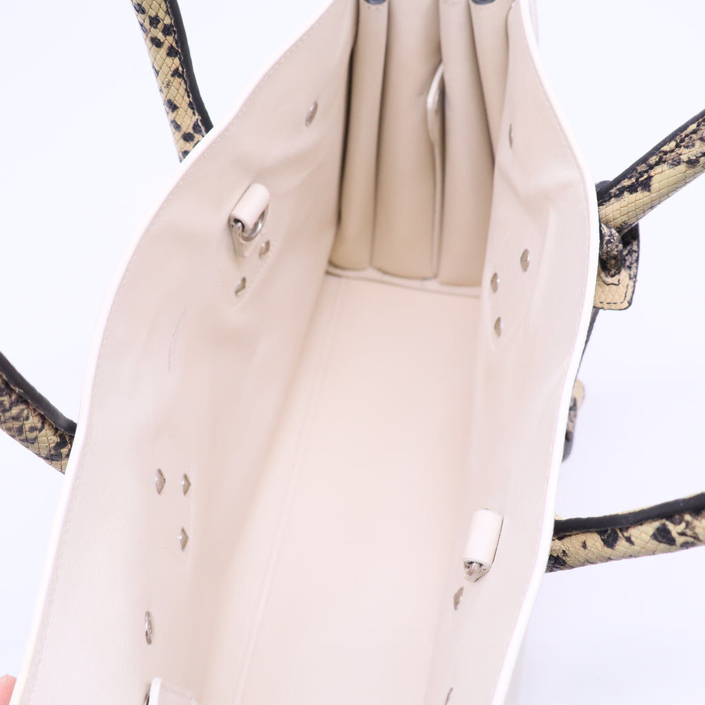 Saint Laurent White Leather & Grey Python Trim Baby Sac De Jour Bag Twins B20481