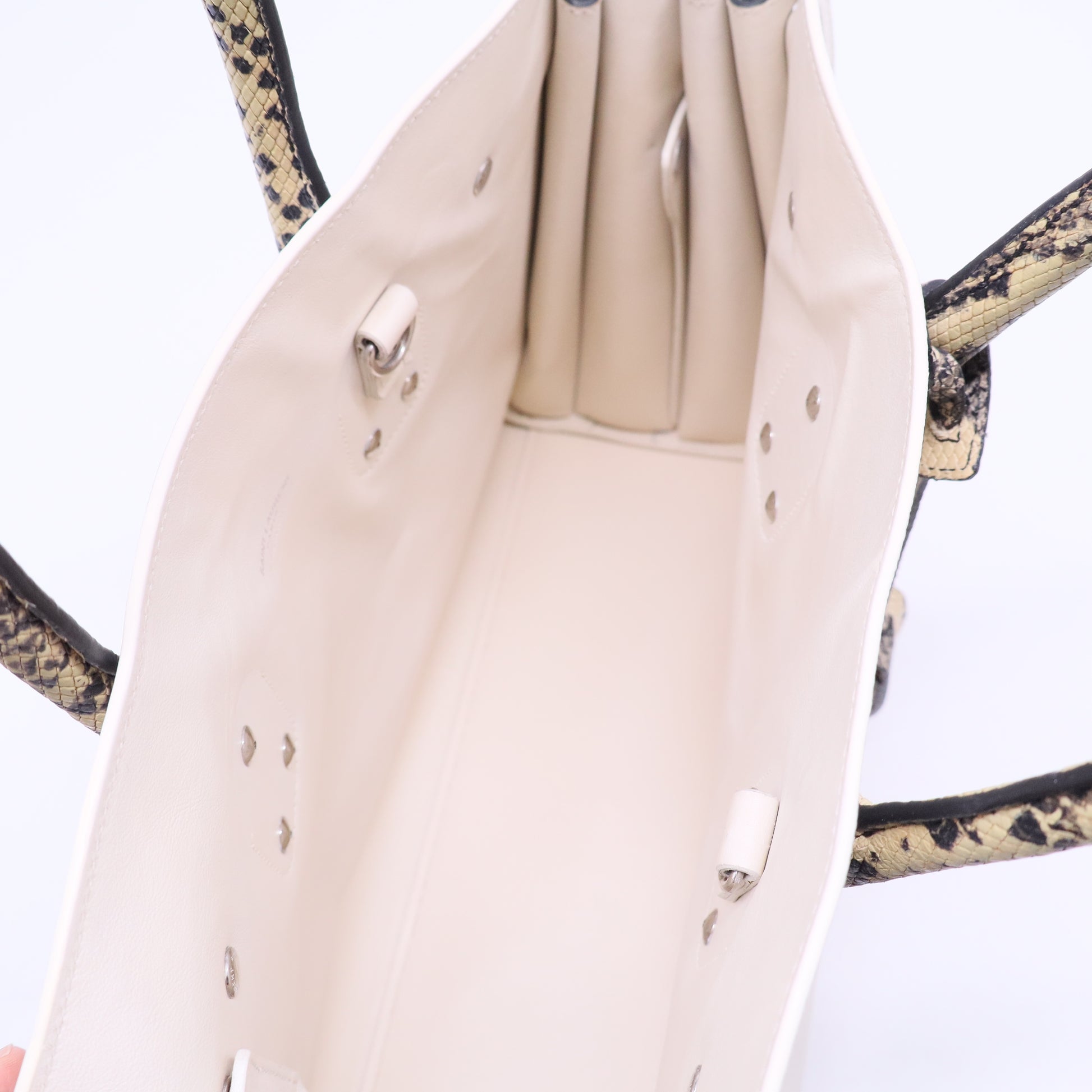 Saint Laurent White Leather & Grey Python Trim Baby Sac De Jour Bag Twins B20481