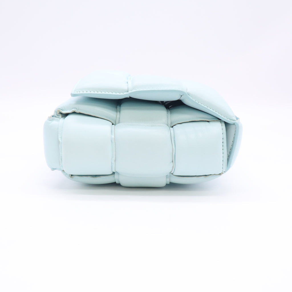 Paper Calfskin Maxi Intreccio Padded Cassette Crossbody Bag Ice B24425