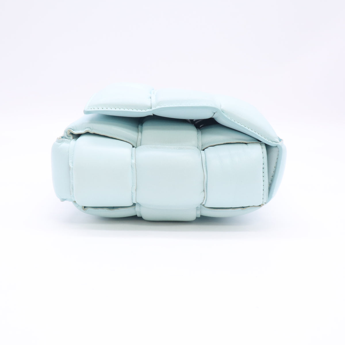 Paper Calfskin Maxi Intreccio Padded Cassette Crossbody Bag Ice B24425