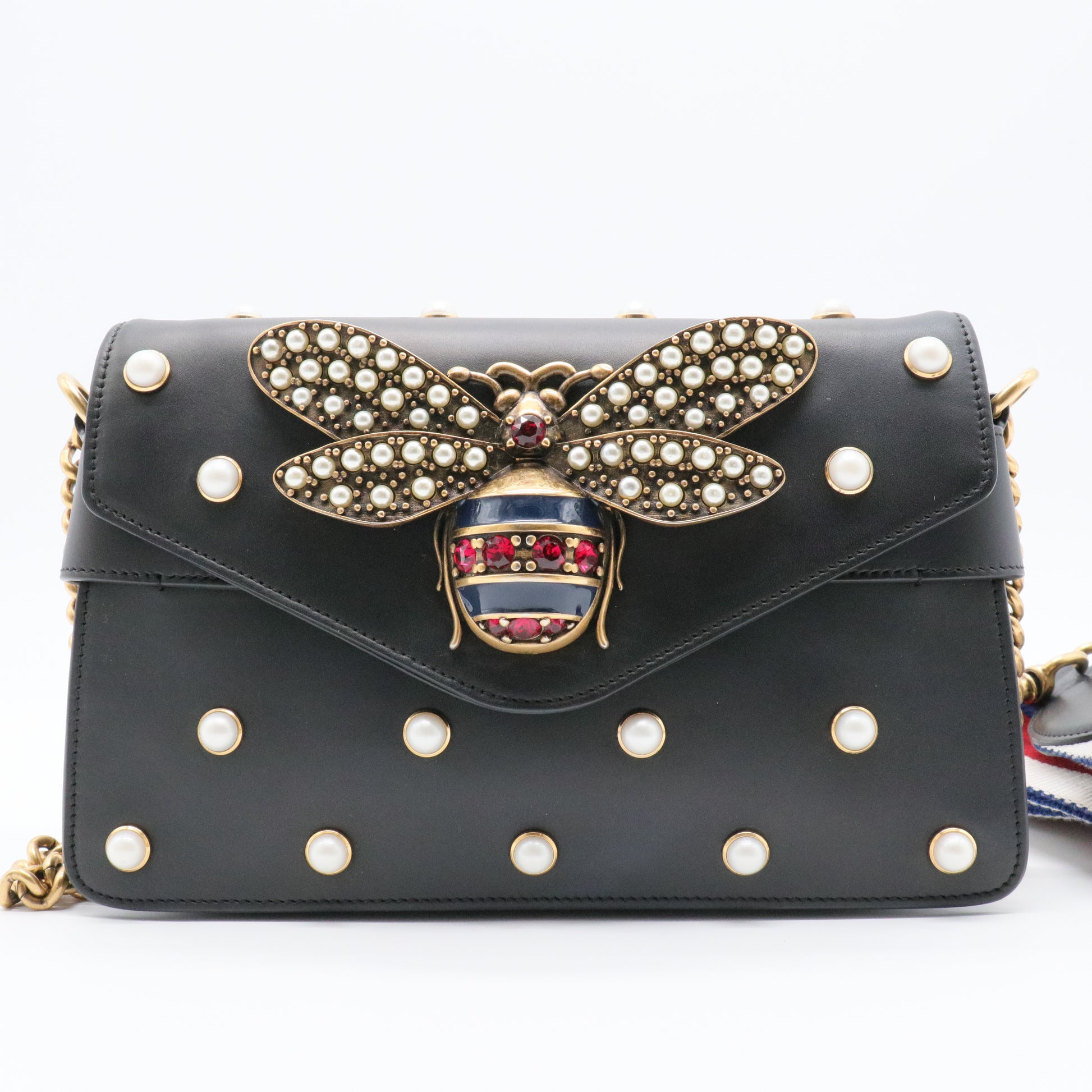 Broadway Pearly Bee Shoulder Bag Embellished Leather Mini
