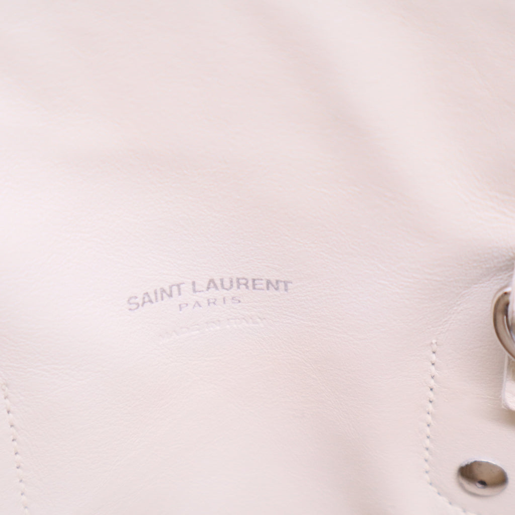 Saint Laurent White Leather & Grey Python Trim Baby Sac De Jour Bag Twins B20481