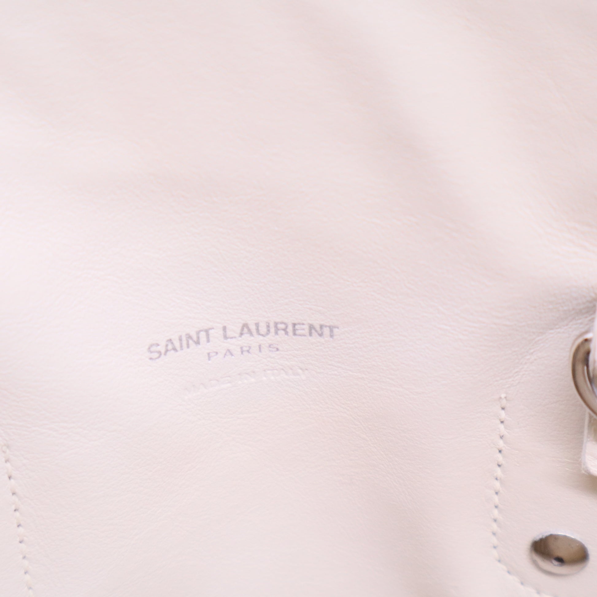 Saint Laurent White Leather & Grey Python Trim Baby Sac De Jour Bag Twins B20481