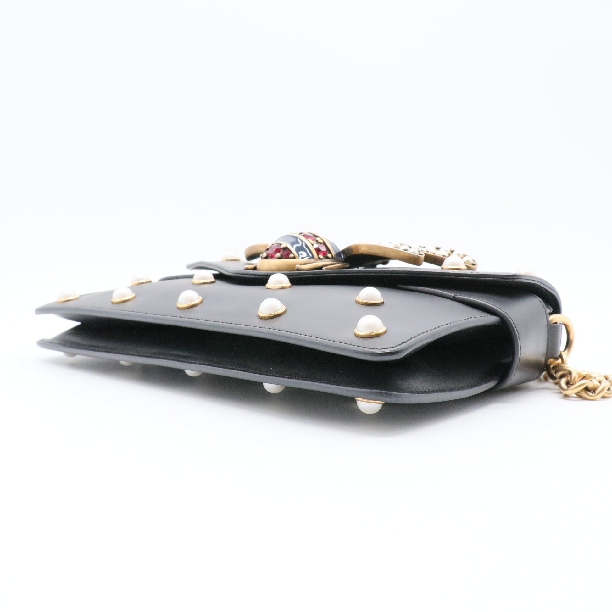 Broadway Pearly Bee Shoulder Bag Embellished Leather Mini