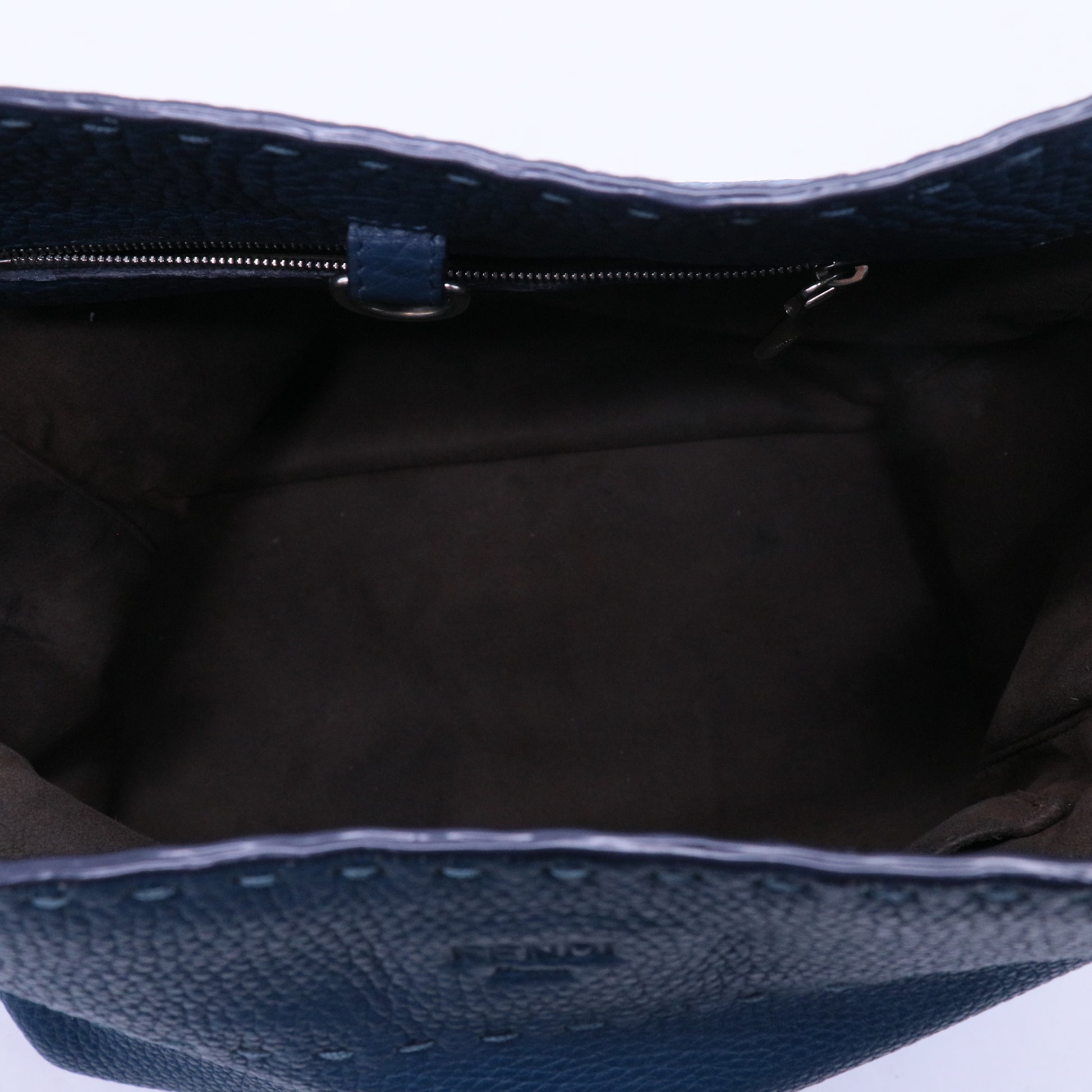 Anna Small Selleria Bucket Shoulder Bag in Blue Leather B21320