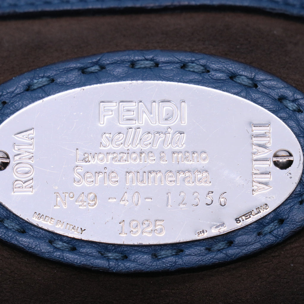 Anna Small Selleria Bucket Shoulder Bag in Blue Leather B21320