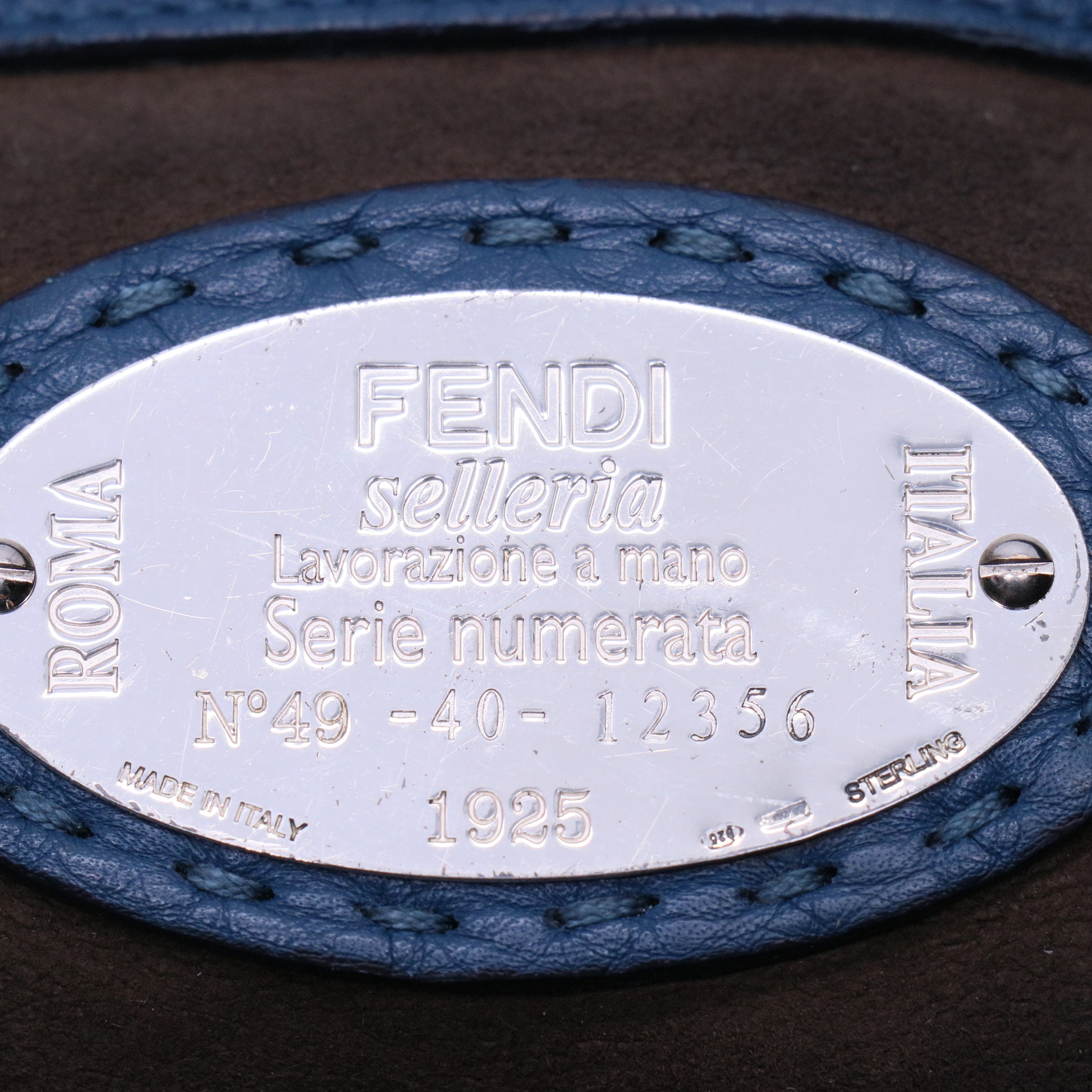 Anna Small Selleria Bucket Shoulder Bag in Blue Leather B21320