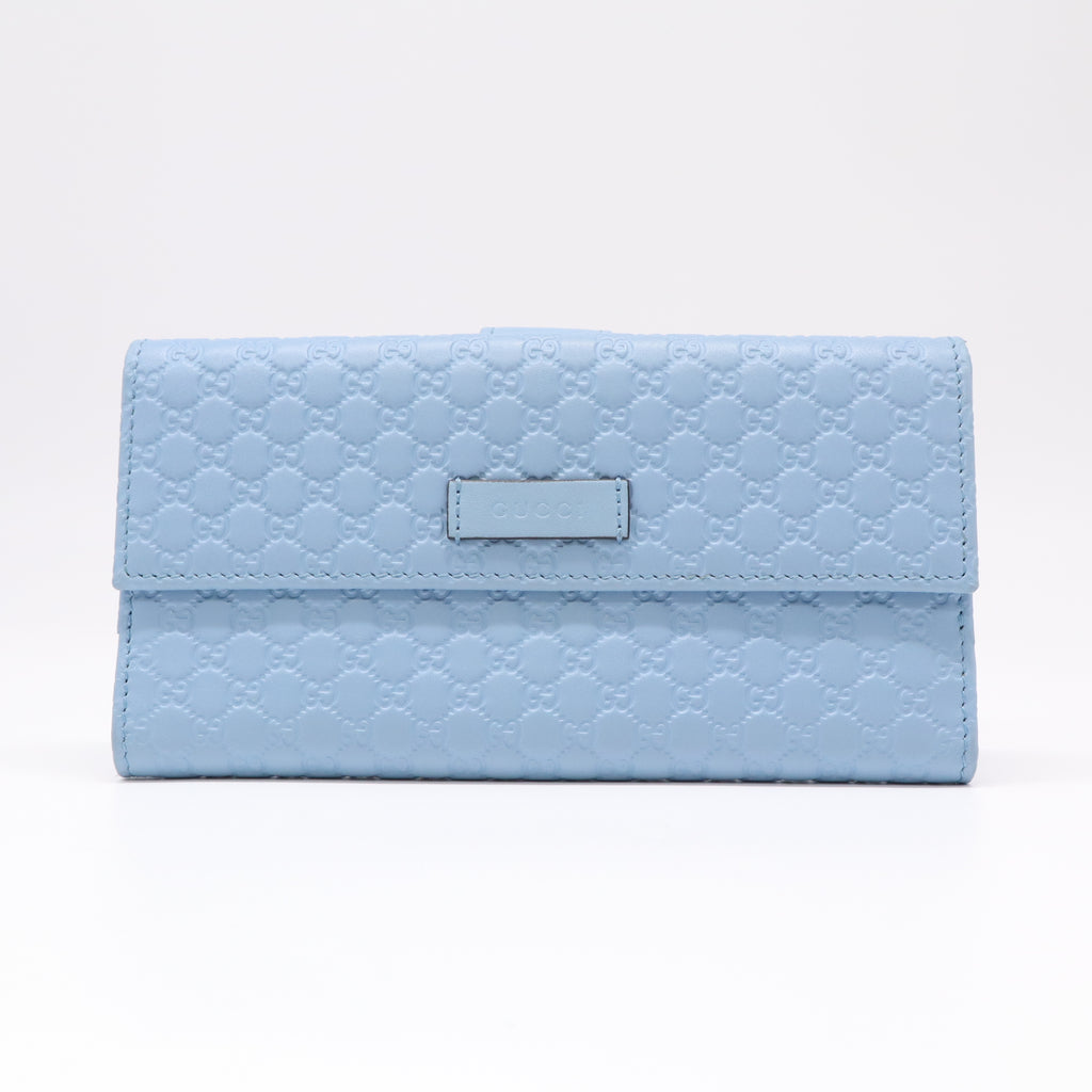 Gucci Microguccissima Leather Continental Flap Wallet Light Blue W22350