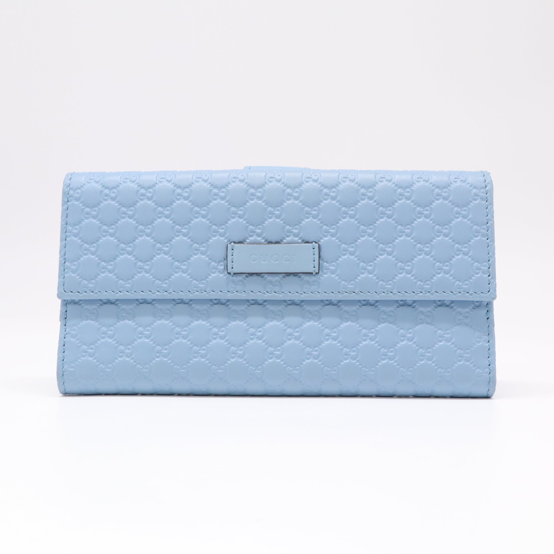 Gucci Microguccissima Leather Continental Flap Wallet Light Blue W22350