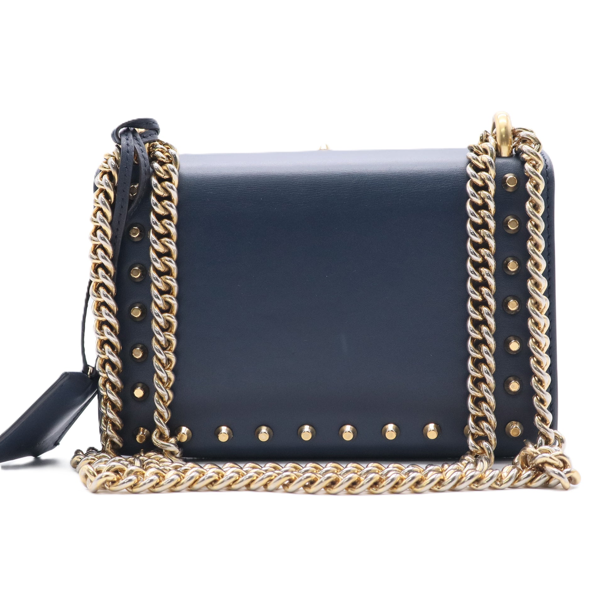 Pearly Padlock Shoulder Bag Studded Leather Small