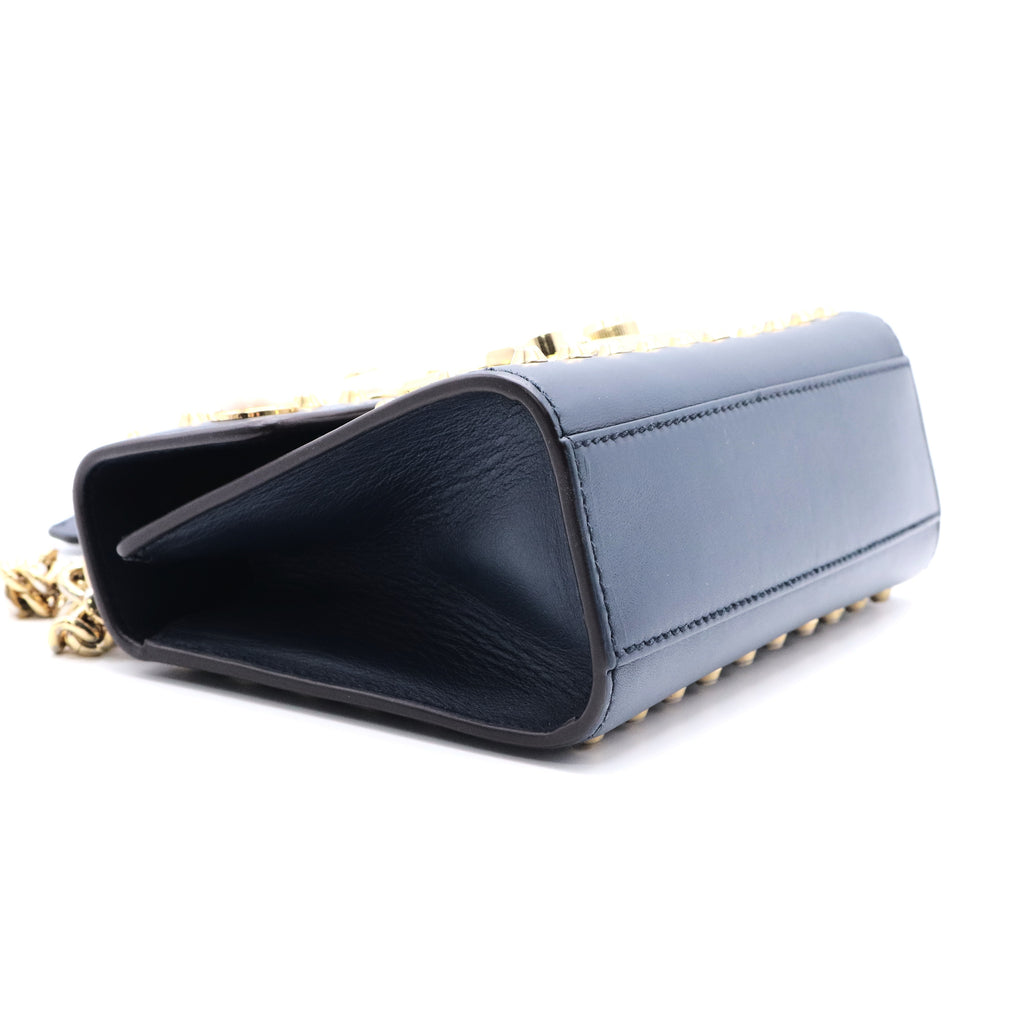 Pearly Padlock Shoulder Bag Studded Leather Small