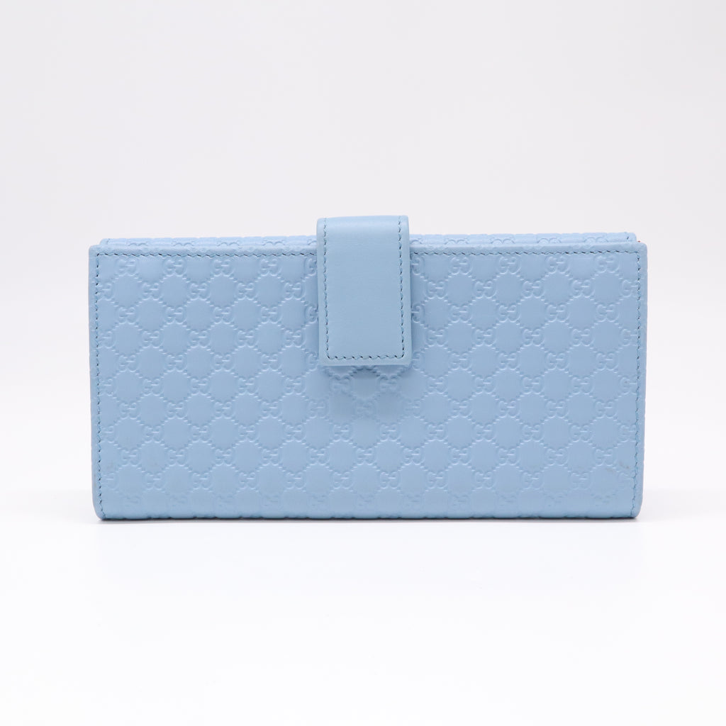 Gucci Microguccissima Leather Continental Flap Wallet Light Blue W22350