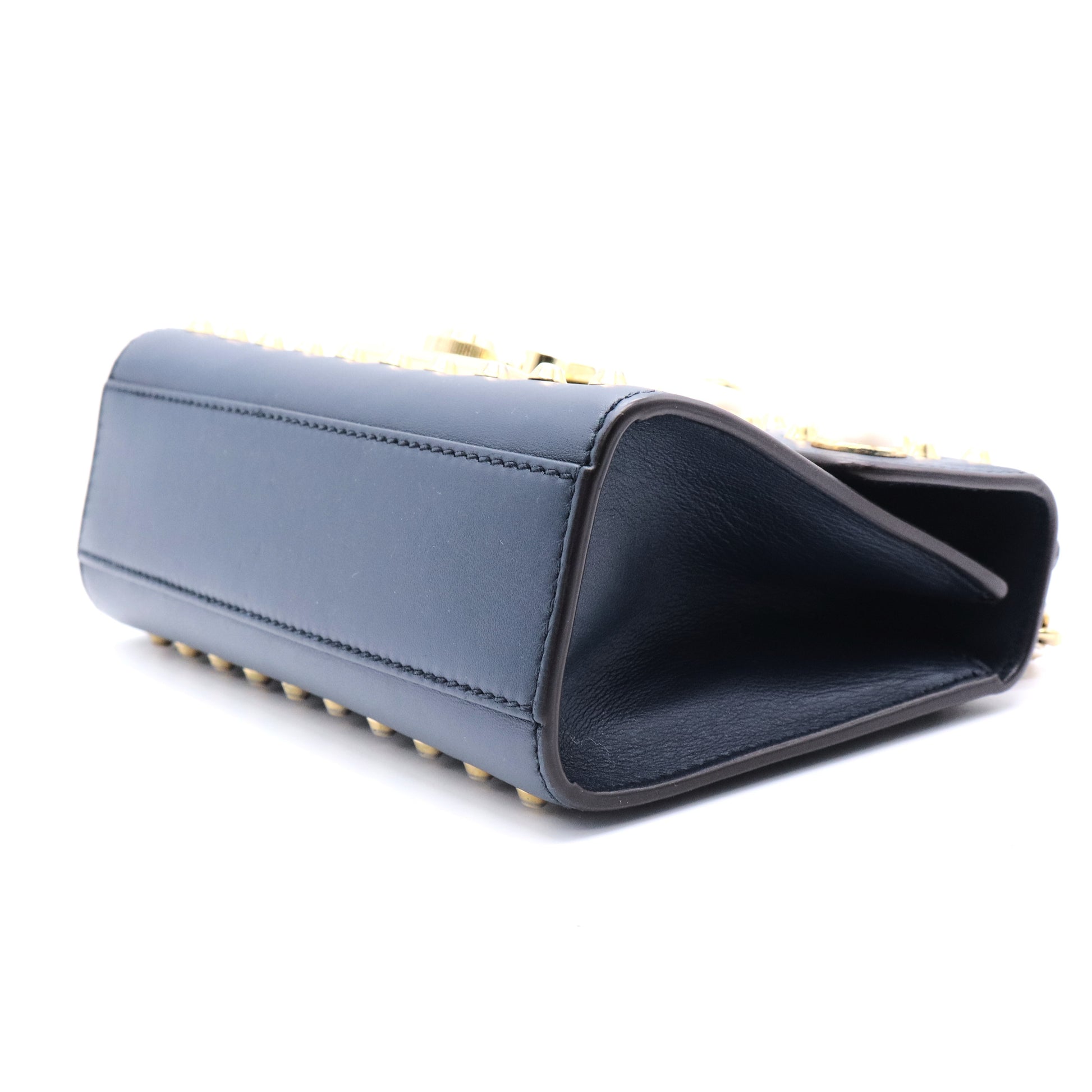 Pearly Padlock Shoulder Bag Studded Leather Small