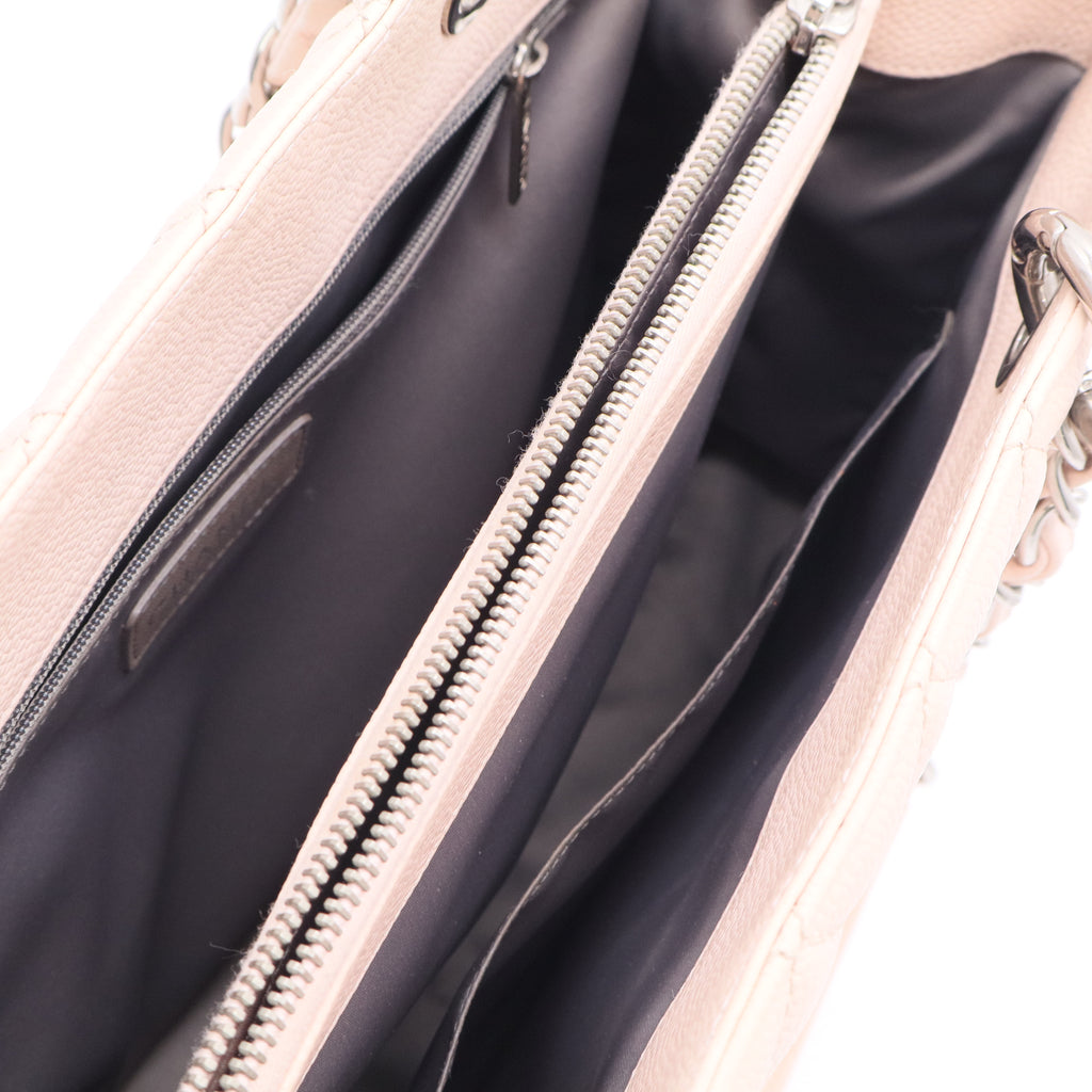 Light Pink Quilted Caviar Leather Grand Shopping Tote Bag TWINS