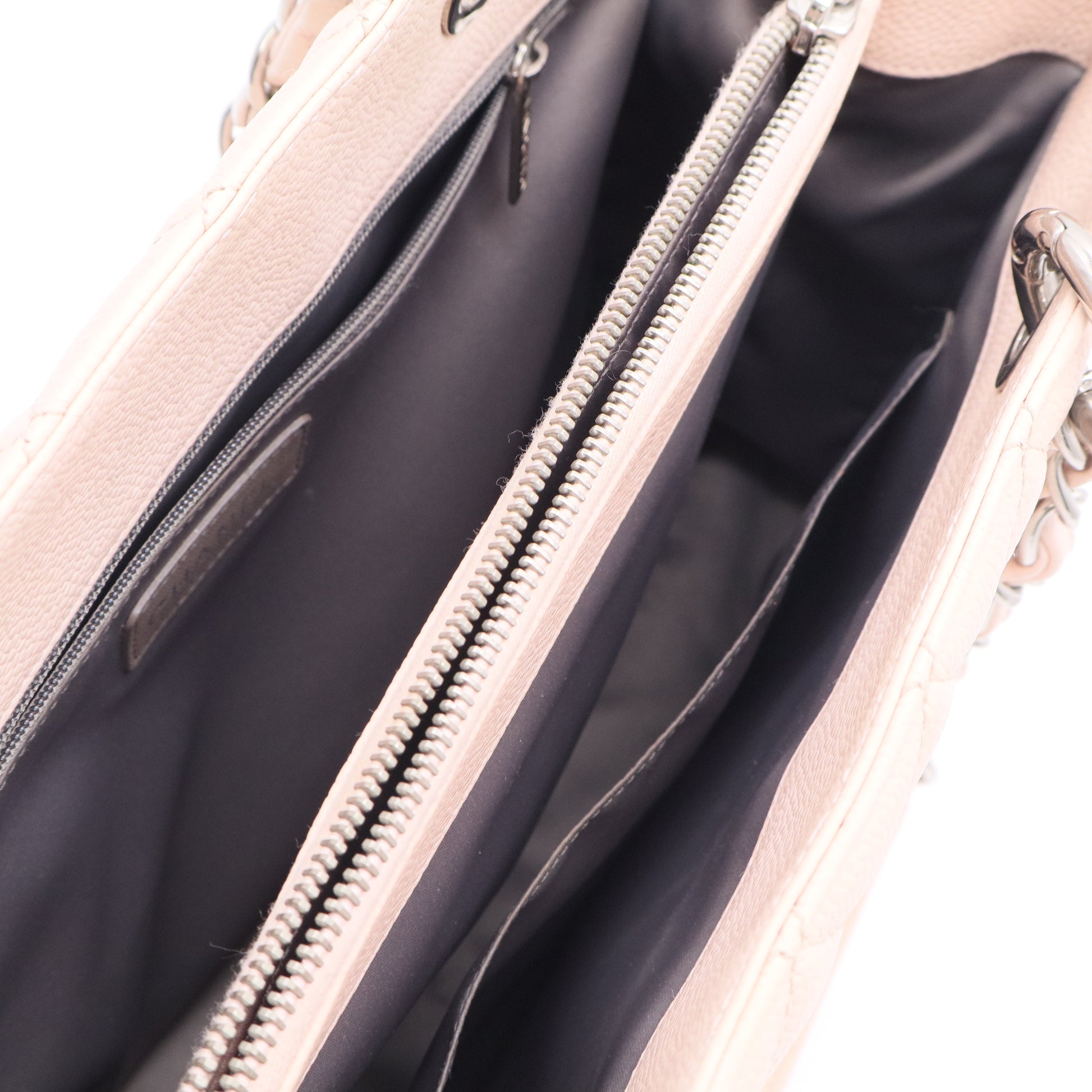 Light Pink Quilted Caviar Leather Grand Shopping Tote Bag TWINS