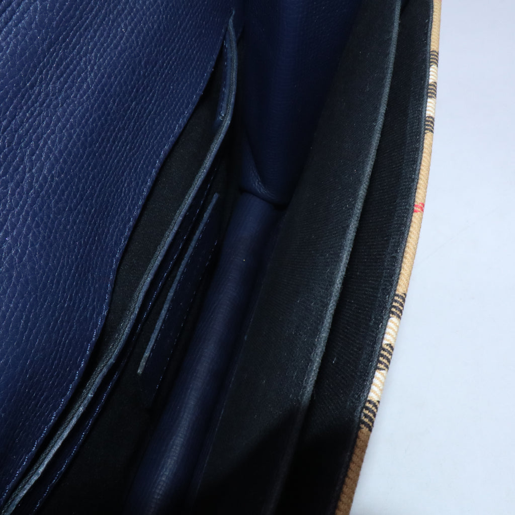 Macken Crossbody Bag Leather and House Check Canvas Small B21656