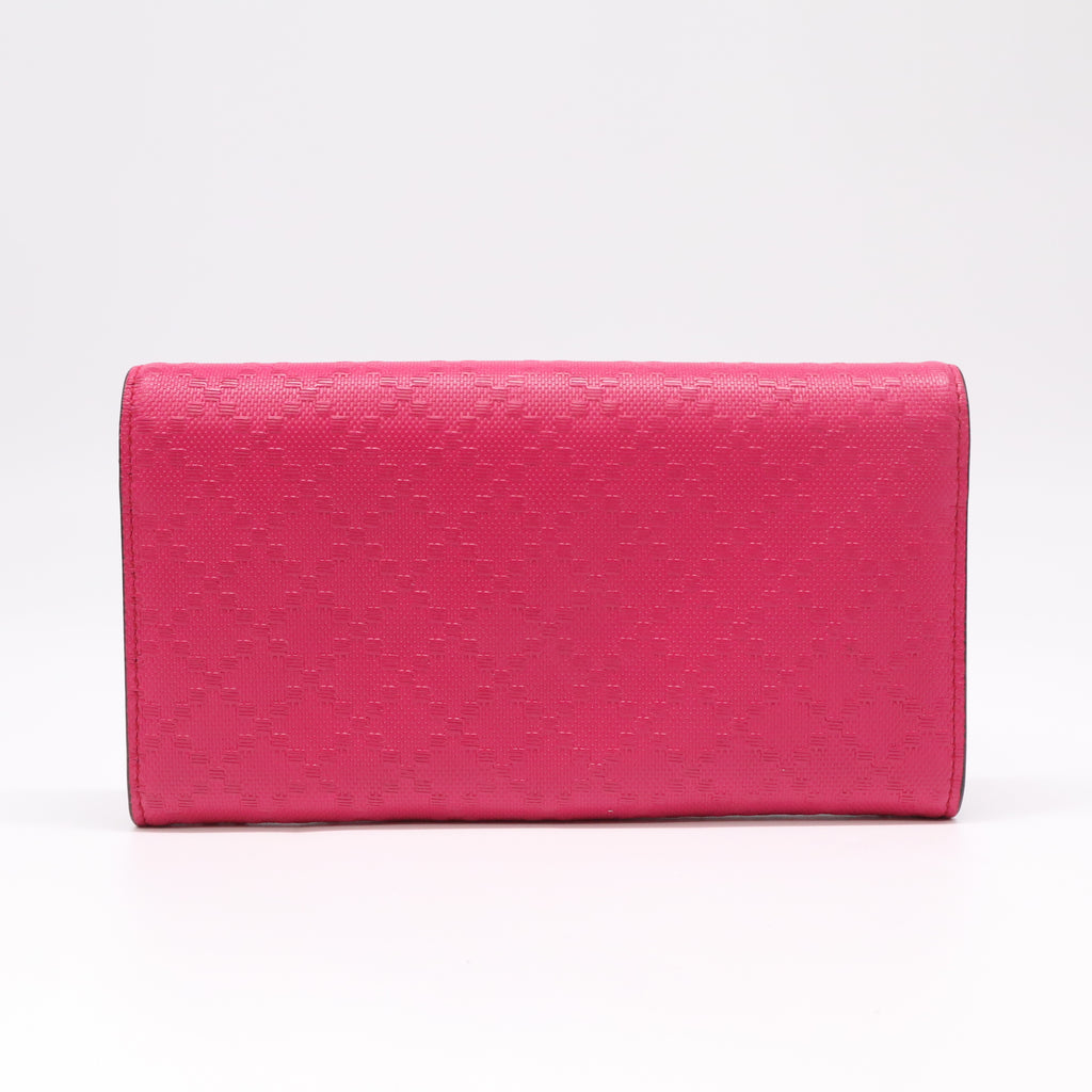 Gucci Bright Diamante Leather Continental Flap Wallet Pink W22338