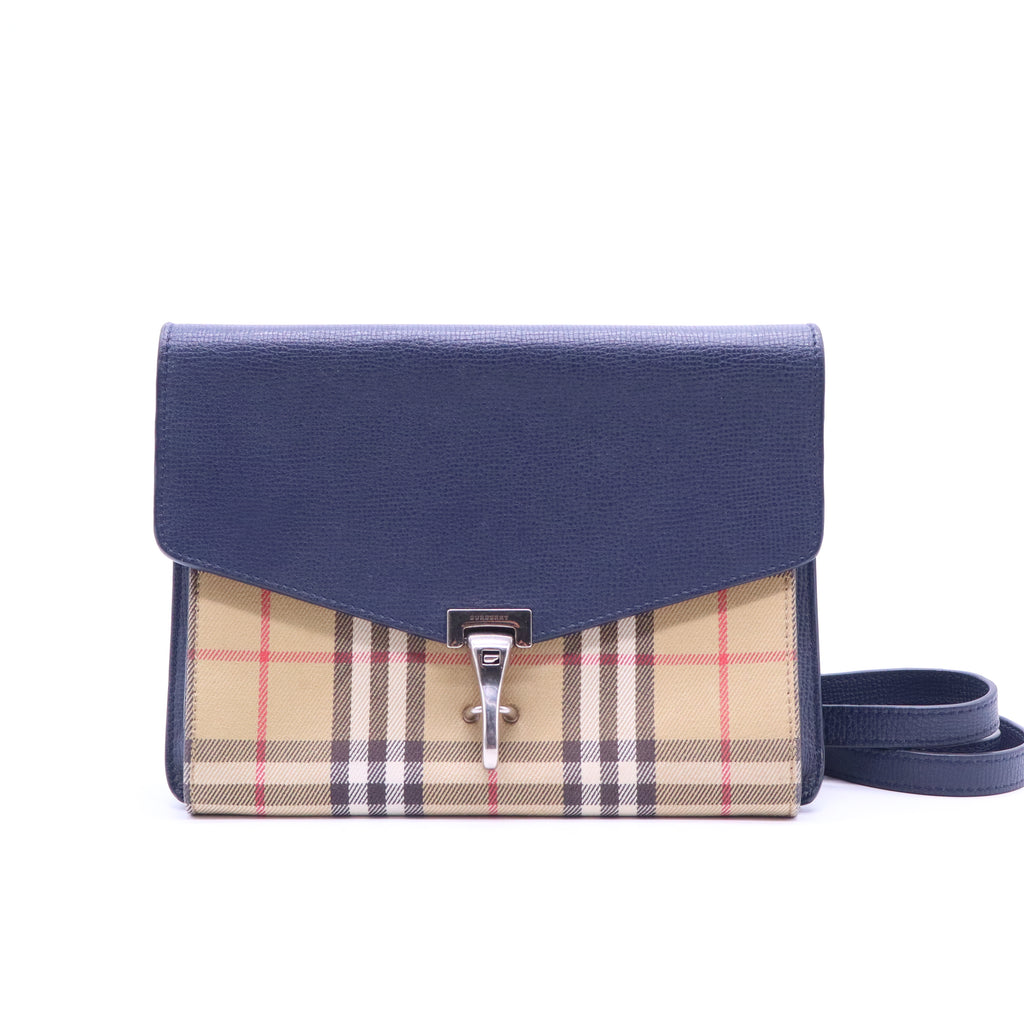 Macken Crossbody Bag Leather and House Check Canvas Small B21656