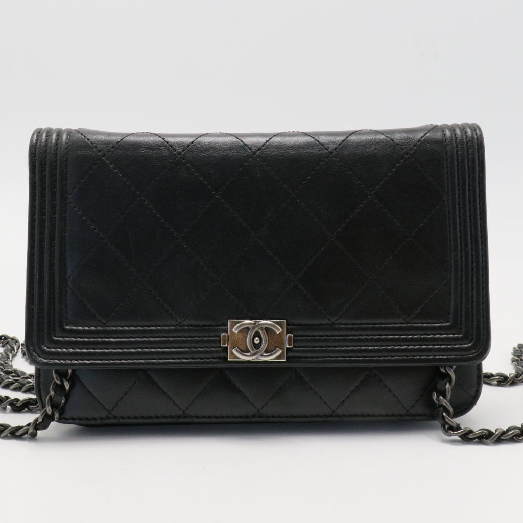 Lambskin Quilted Boy Wallet On Chain