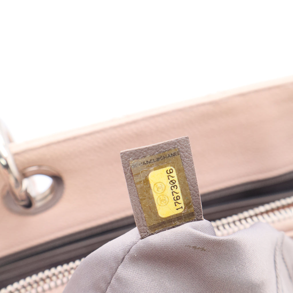 Light Pink Quilted Caviar Leather Grand Shopping Tote Bag TWINS