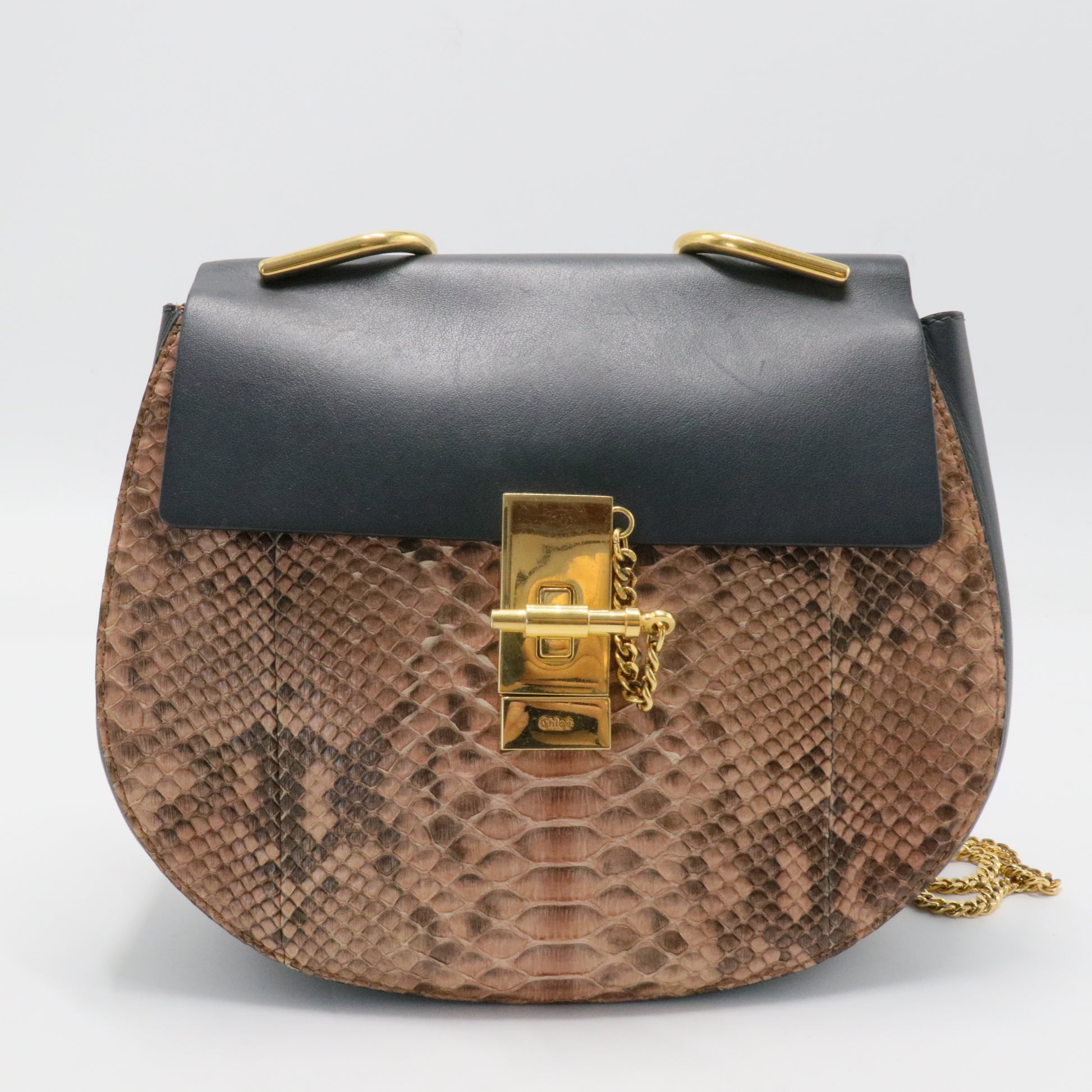 Drew Crossbody Bag Python and Leather Small