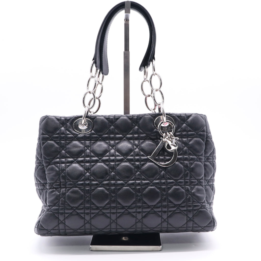 Dior Christian Dior Black Cannage Leather Soft Lady Dior Satchel Bag Twins LDJ2536