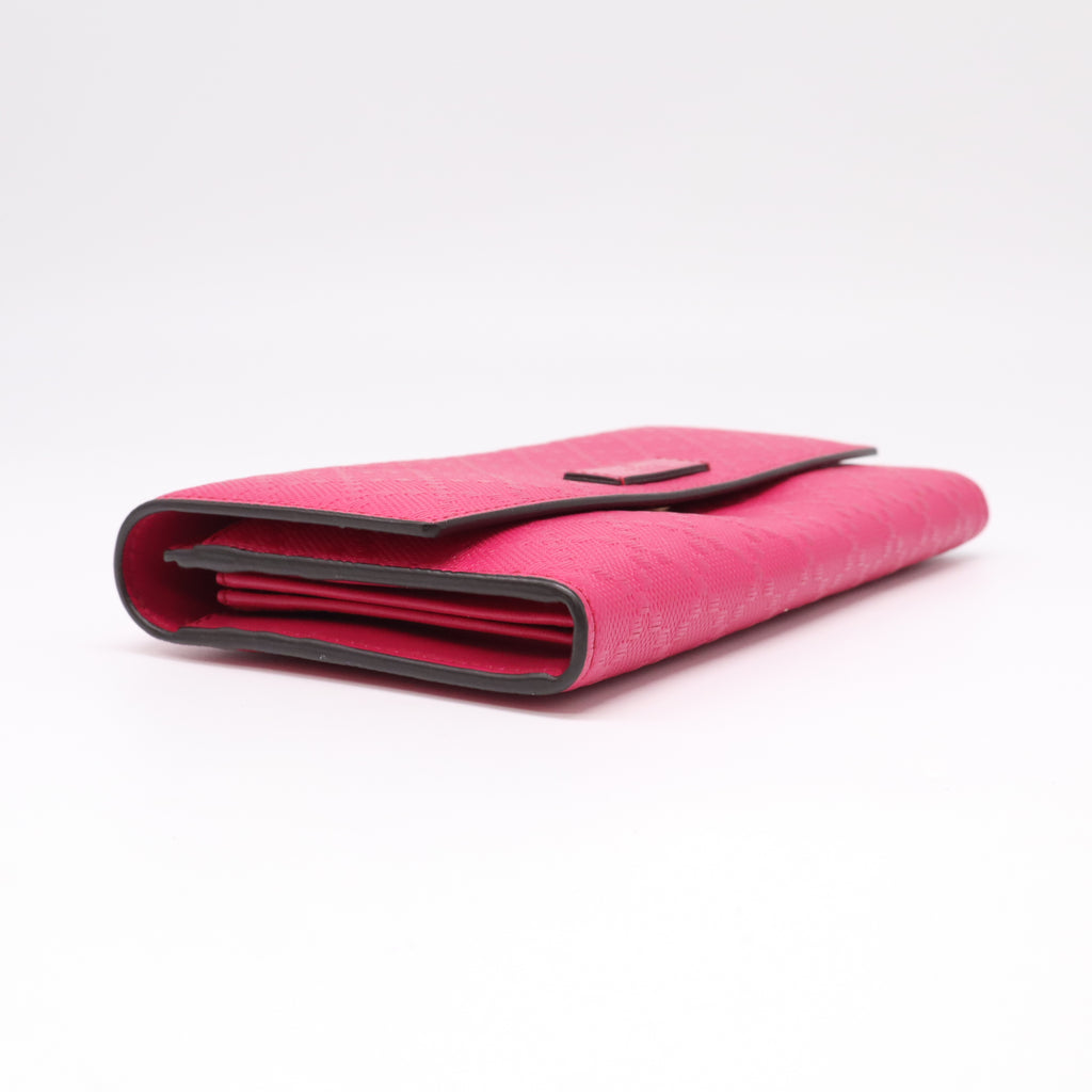 Gucci Bright Diamante Leather Continental Flap Wallet Pink W22338