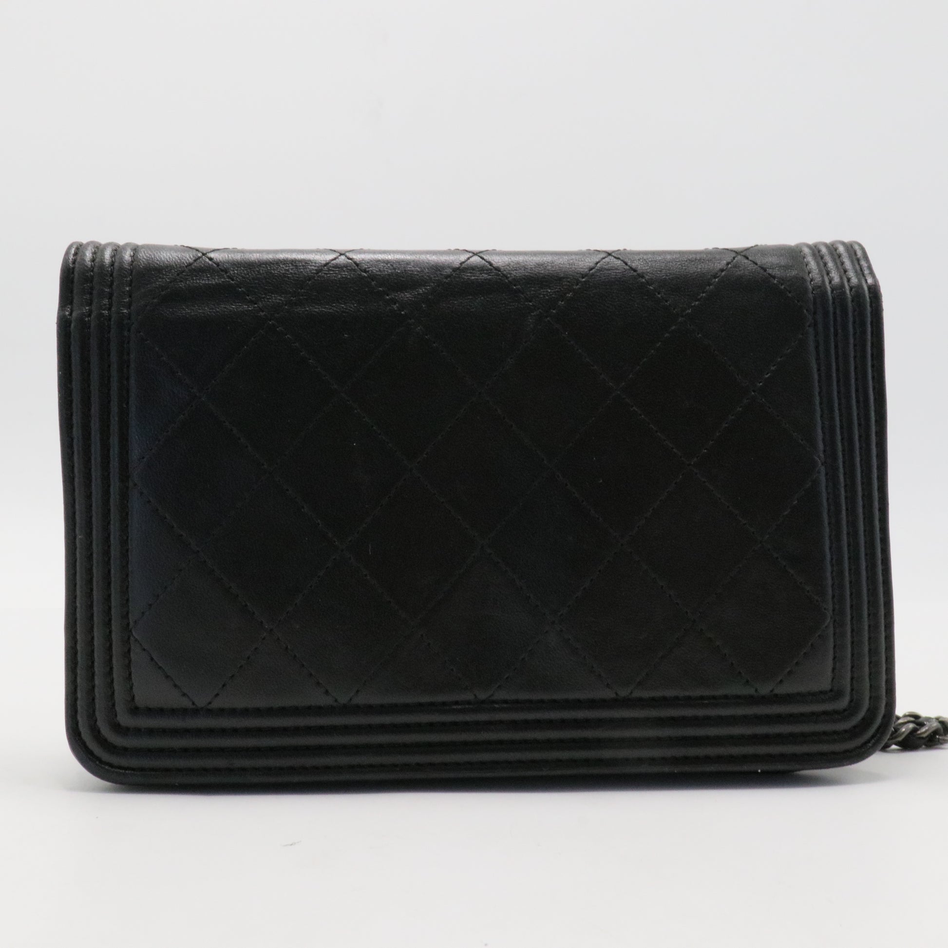 Lambskin Quilted Boy Wallet On Chain
