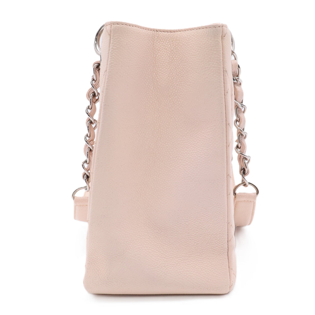 Light Pink Quilted Caviar Leather Grand Shopping Tote Bag TWINS