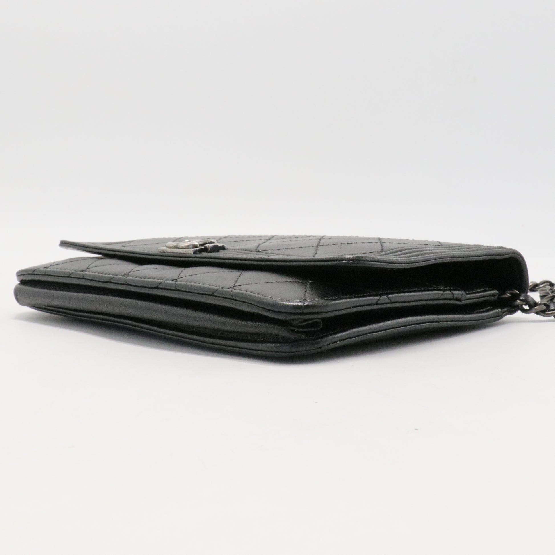 Lambskin Quilted Boy Wallet On Chain