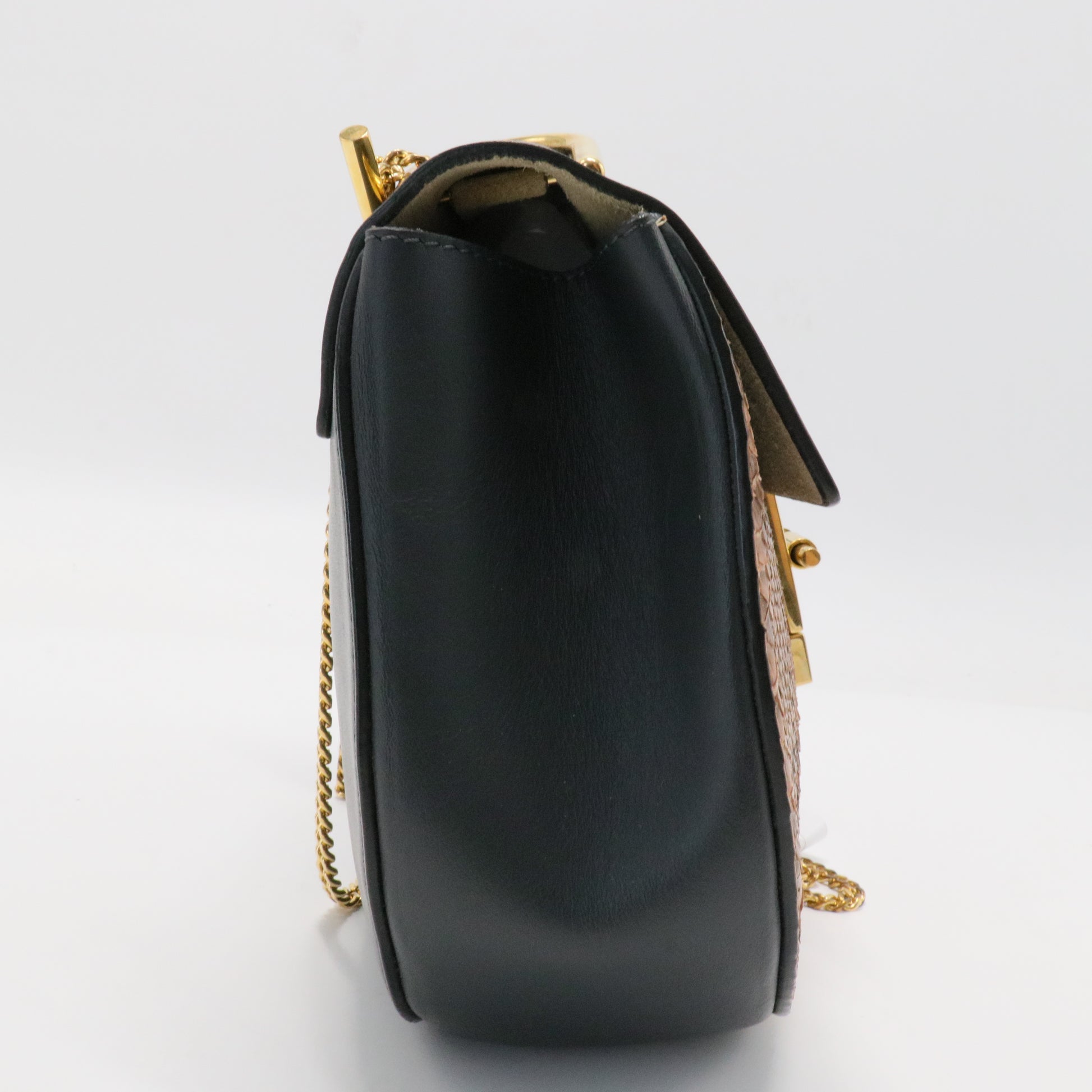 Drew Crossbody Bag Python and Leather Small
