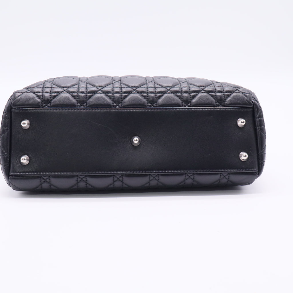 Dior Christian Dior Black Cannage Leather Soft Lady Dior Satchel Bag Twins LDJ2536