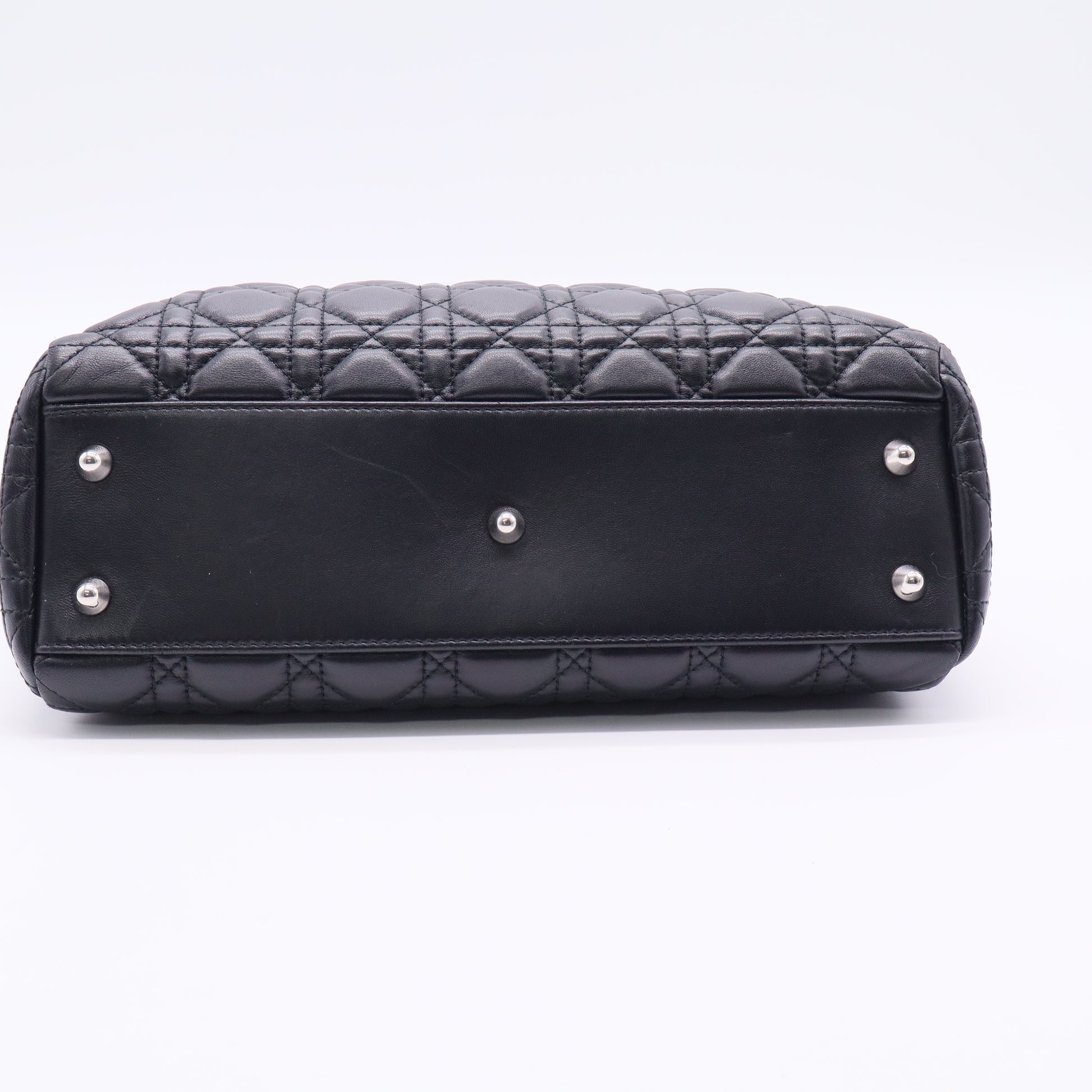 Dior Christian Dior Black Cannage Leather Soft Lady Dior Satchel Bag Twins LDJ2536