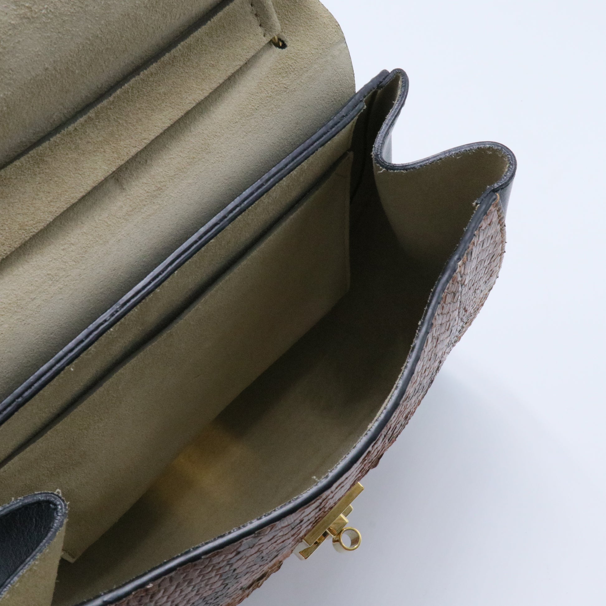 Drew Crossbody Bag Python and Leather Small