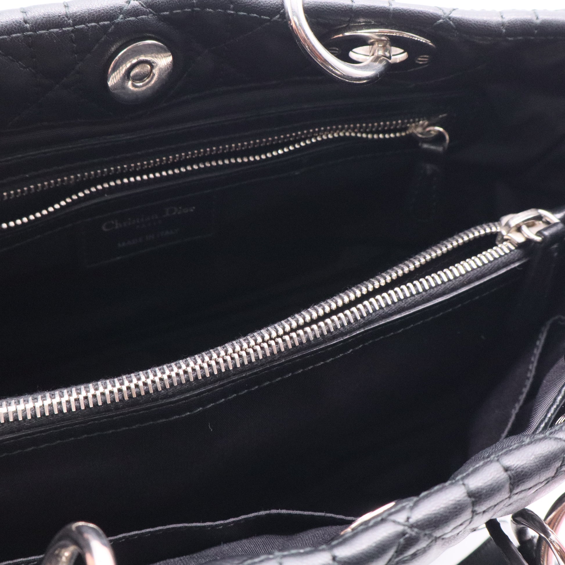 Dior Christian Dior Black Cannage Leather Soft Lady Dior Satchel Bag Twins LDJ2536