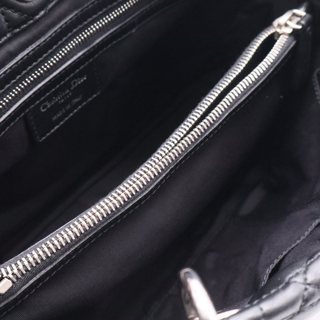 Dior Christian Dior Black Cannage Leather Soft Lady Dior Satchel Bag Twins LDJ2536
