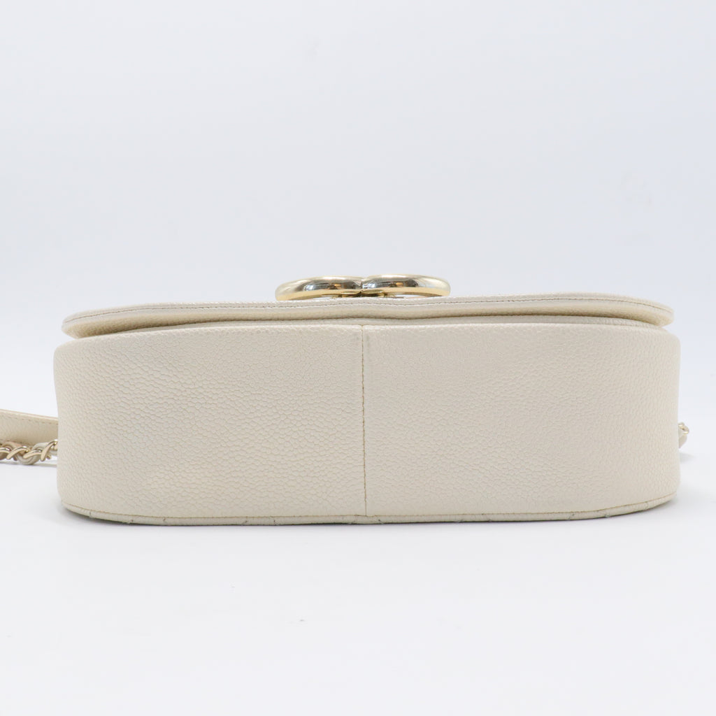 White CC Timeless Caviar Leather Satchel Cream