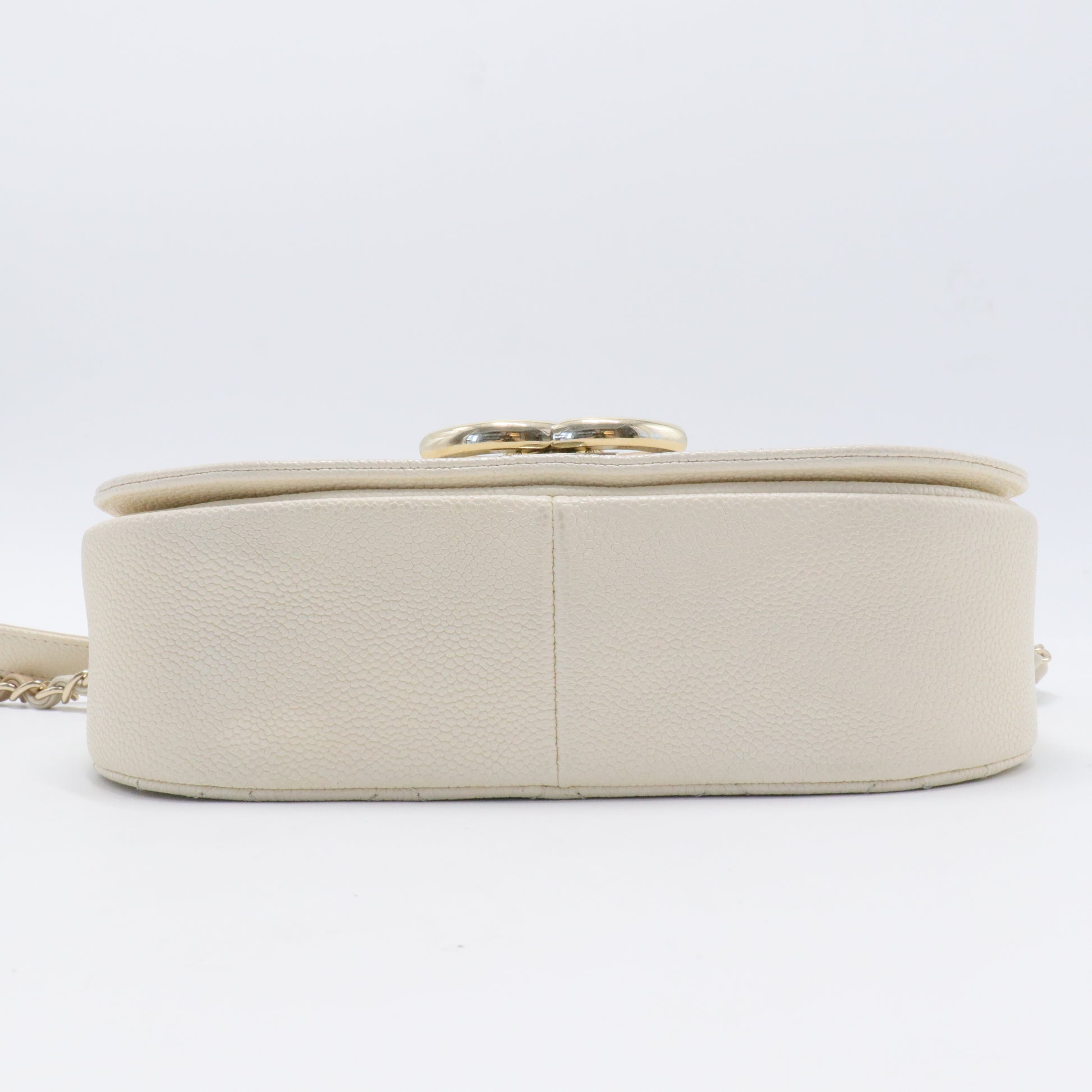 White CC Timeless Caviar Leather Satchel Cream