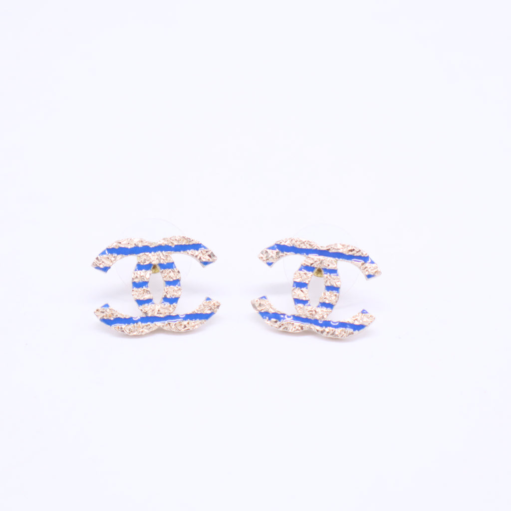 Clip Earrings in Blue and Gold W20516