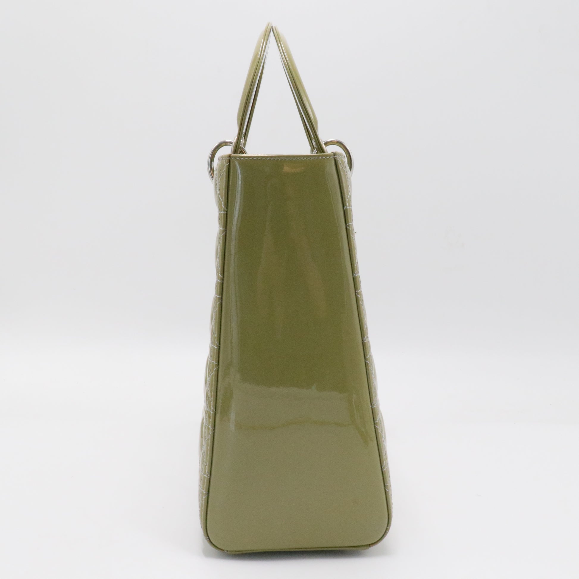 Lady Dior Bag Cannage Quilt Patent Limited Green Large