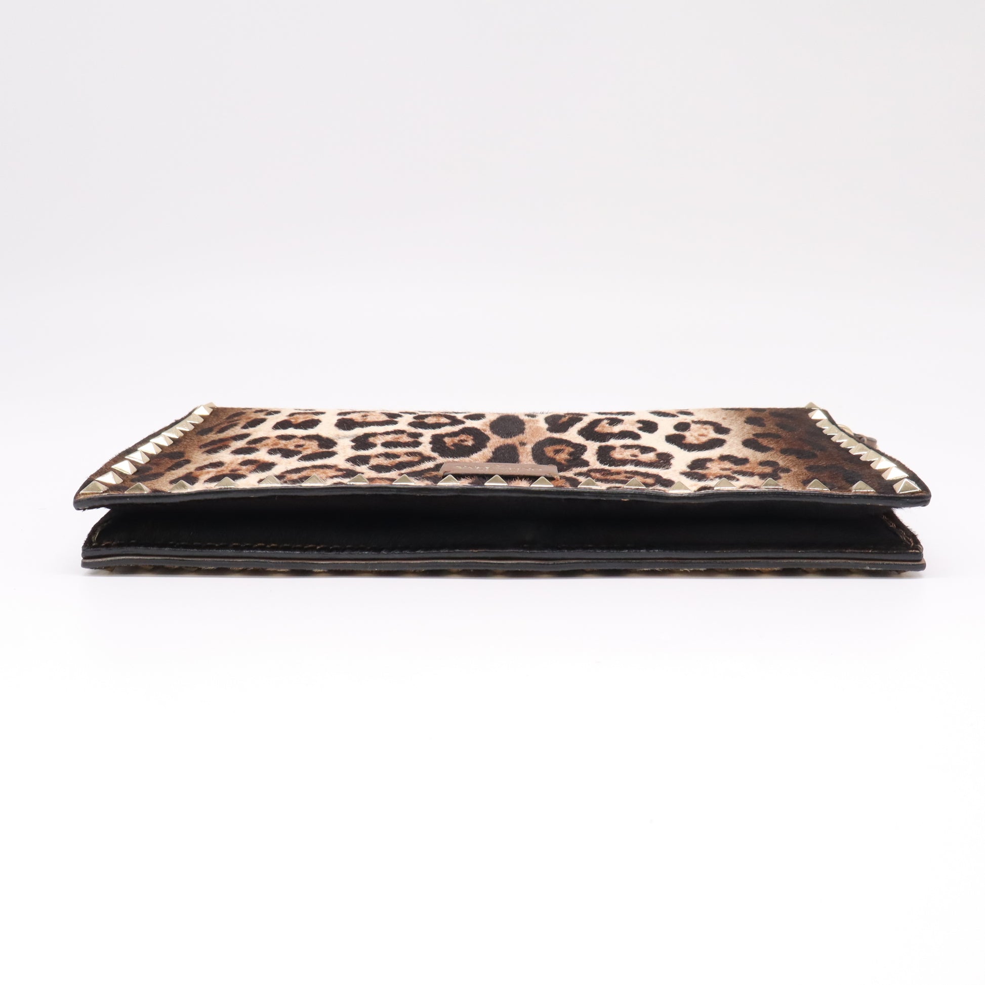 Valentino Garavani Rockstud Leopard Print Calf Hair Clutch W22274