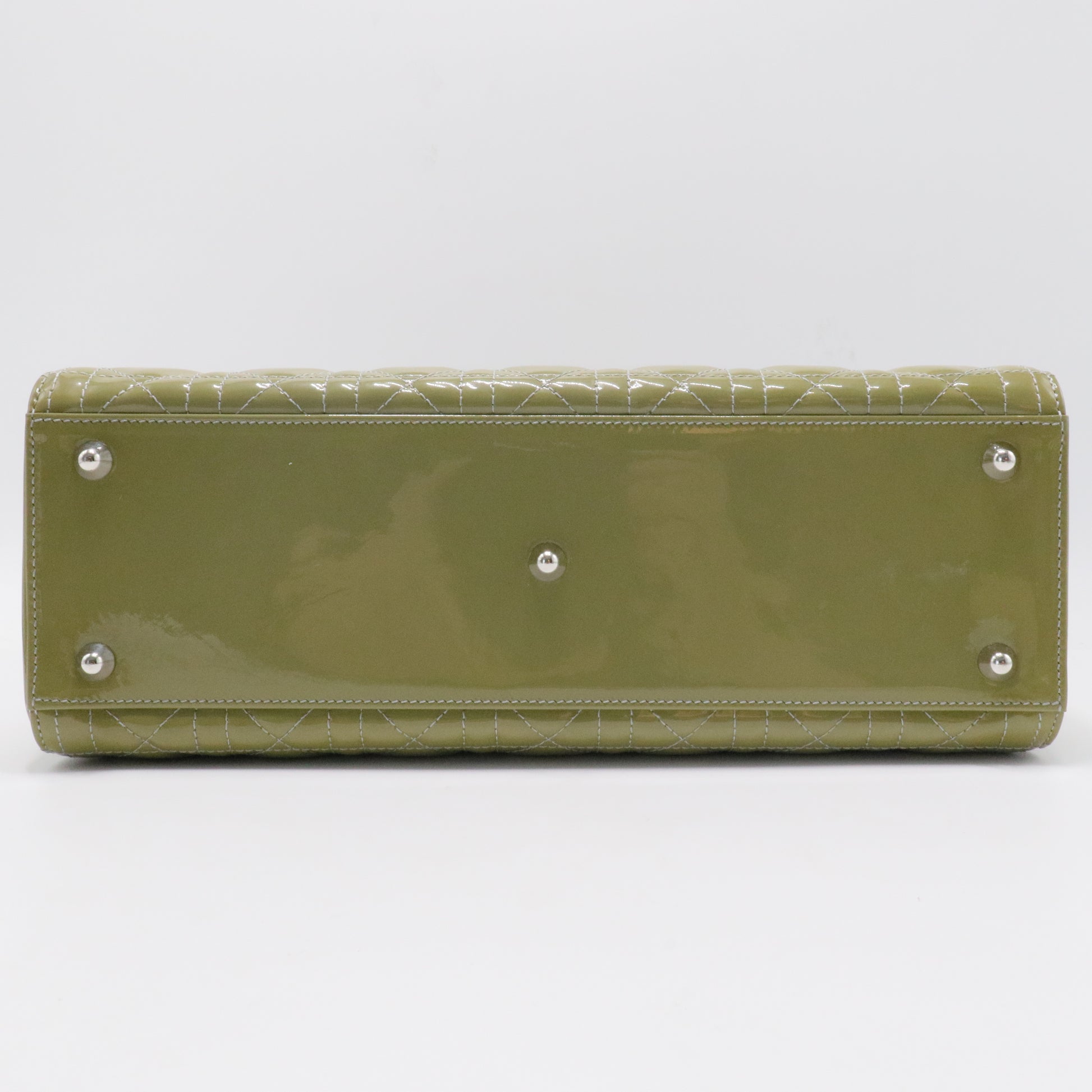 Lady Dior Bag Cannage Quilt Patent Limited Green Large