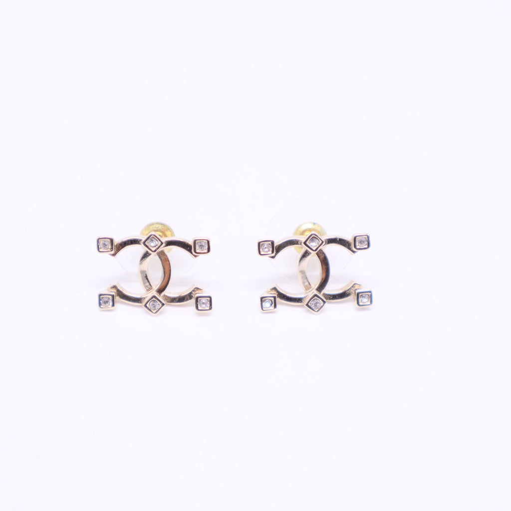 Earrings CHANEL CC Mark Rhinestone Gold W20515