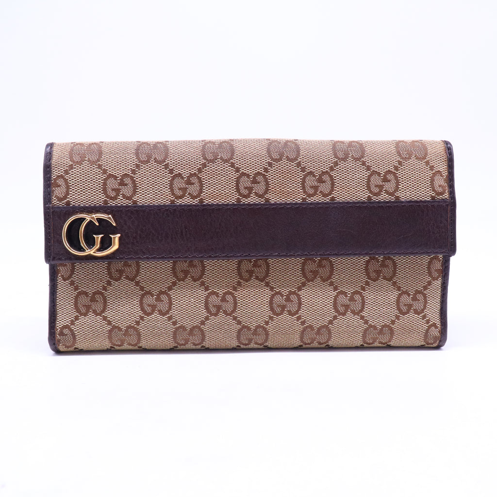 Gucci Beige GG Canvas Double G Continental Wallet W21055