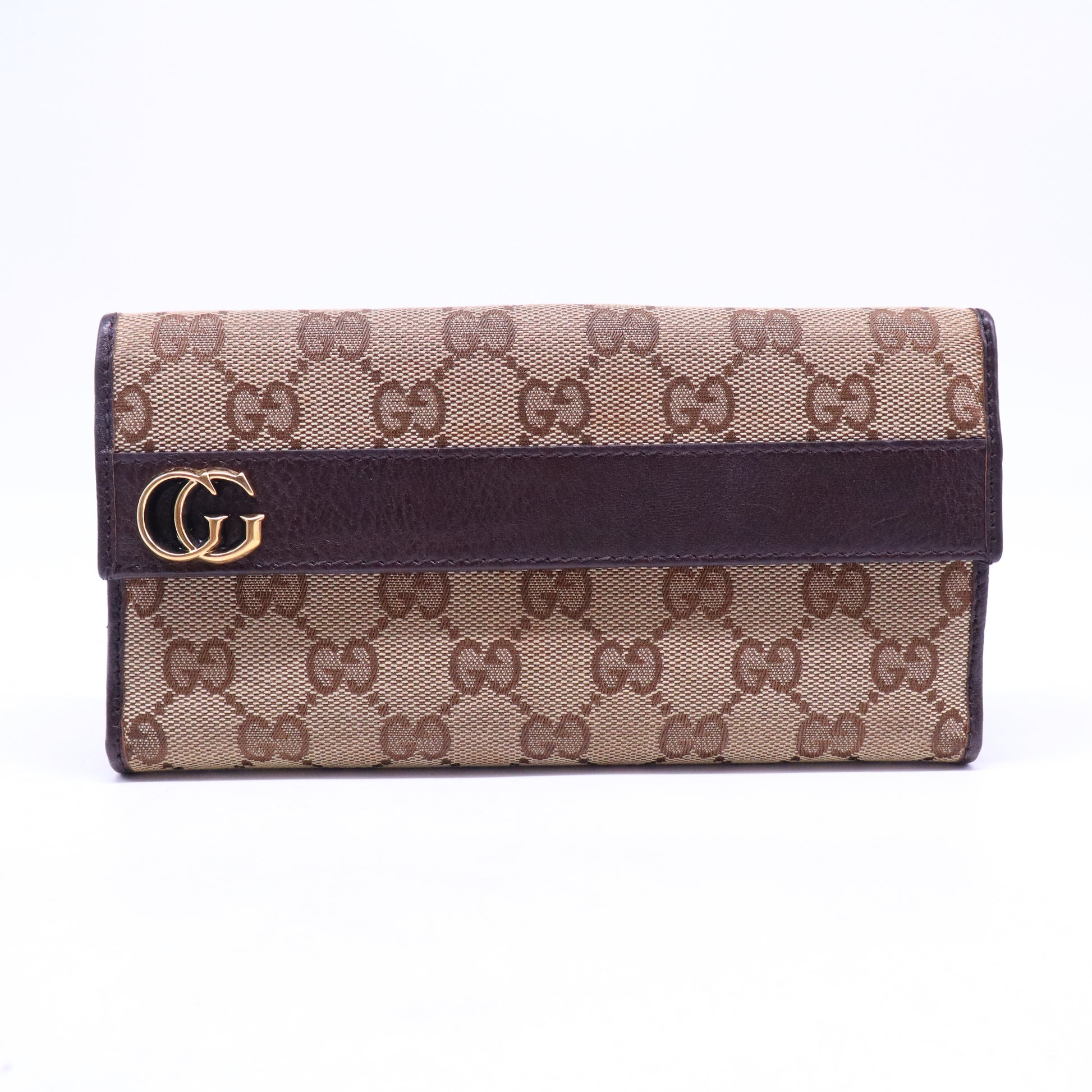 Gucci Beige GG Canvas Double G Continental Wallet W21055