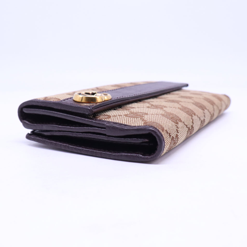 Gucci Beige GG Canvas Double G Continental Wallet W21055