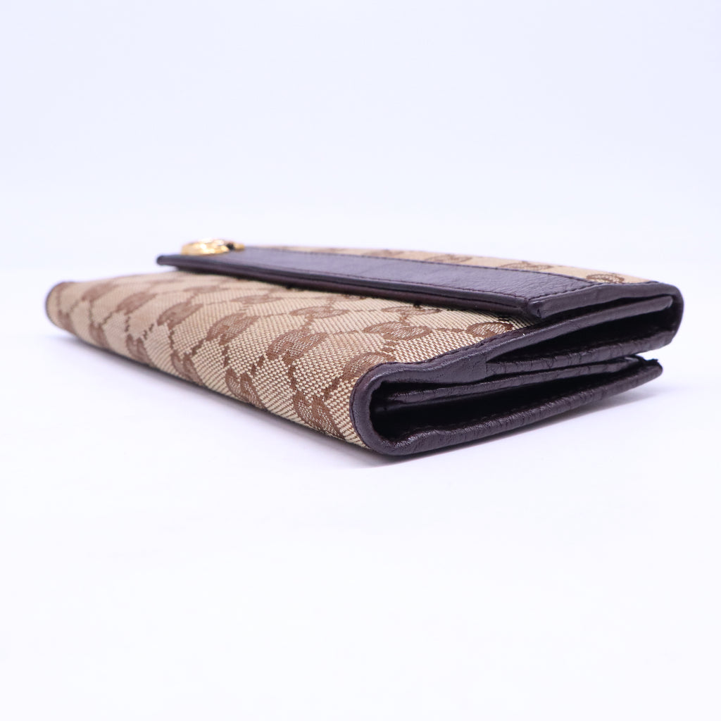 Gucci Beige GG Canvas Double G Continental Wallet W21055