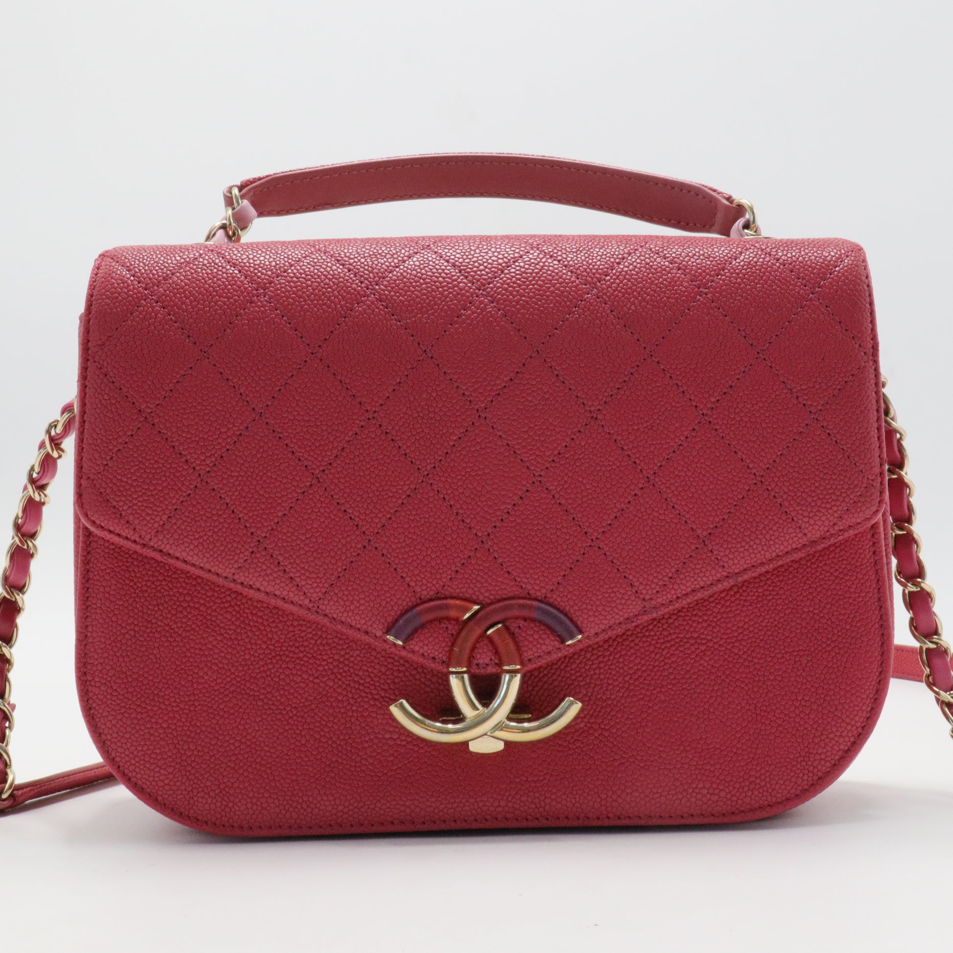 Thread Around Flap Bag Quilted Caviar Small