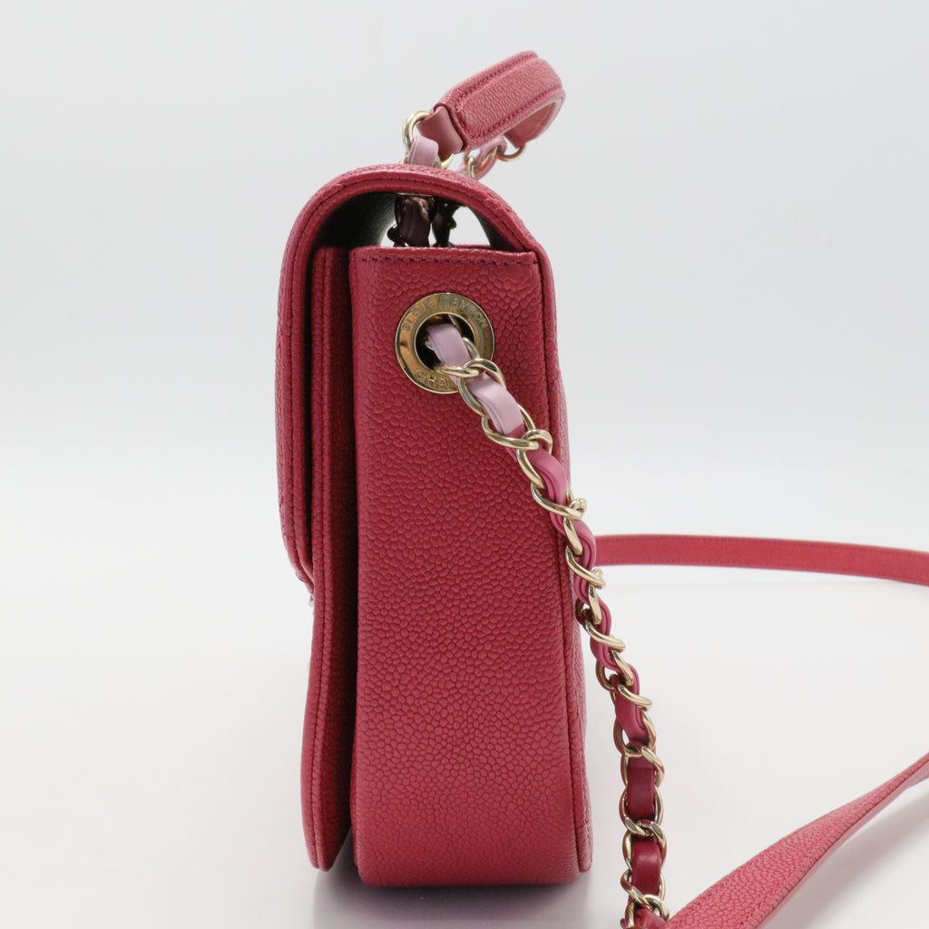 Thread Around Flap Bag Quilted Caviar Small