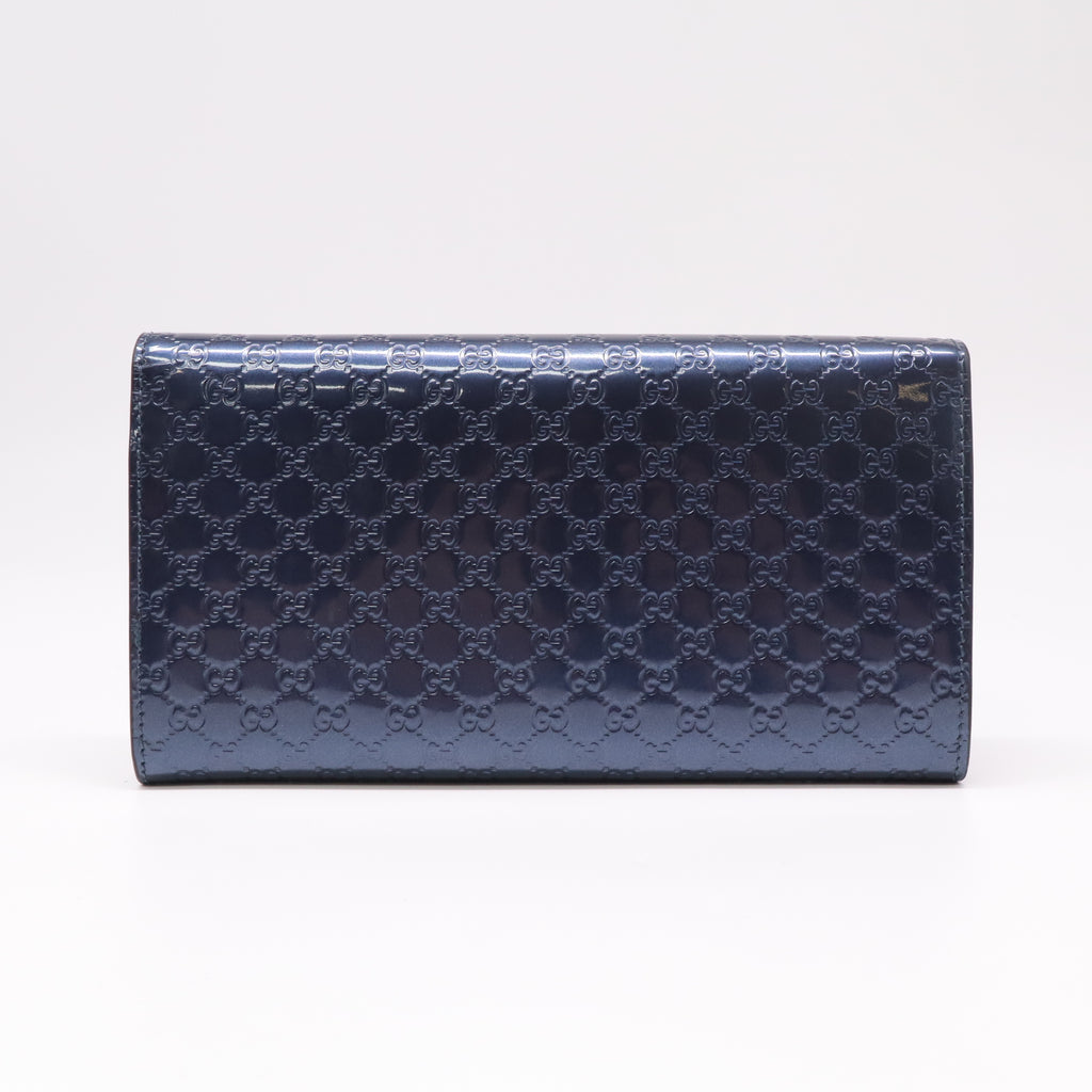 Gucci Microguccissima Patent Leather Nice Continental Flap Wallet with Heart Charms W22337